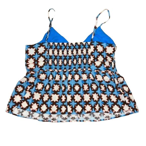 NWT LOFT Blue, Cream, Pink, Brown Sunwashed Floral Boho Peplum Cami - Picture 5 of 10